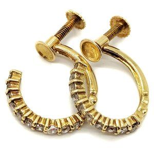 Diamond Earrings 0.3ct 18K Solid Yellow Gold Round Hoop